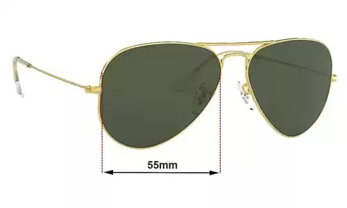 Ray-Ban RB3025 Aviator - NOT Large Metal Replacement Lenses 55mm wide 