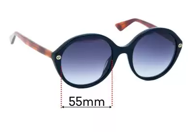 Gucci GG0023S Replacement Lenses 55mm wide 