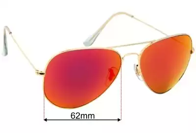 Ray-Ban RB3026 Diamond Aviator Replacement Lenses 62mm wide 