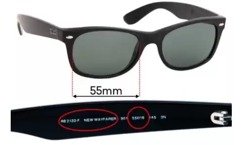 Ray Ban RB2132-F New Wayfarer (Low Bridge Fit) Ersatzlinsen 55mm wide 