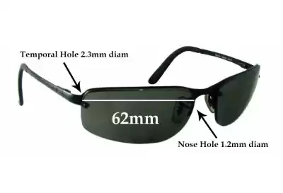 Ray-Ban RB3239 - 1.2mm Nose Hole Replacement Lenses 62mm wide 