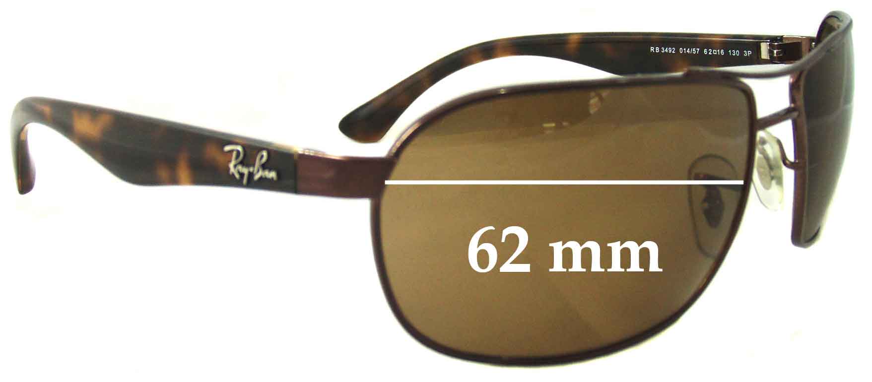 Ray Ban RB3492 Replacement Lenses 62mm 