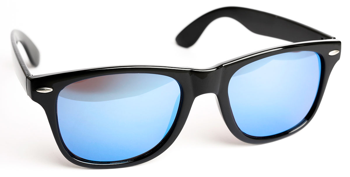 light blue mirrored lenses with black tint
