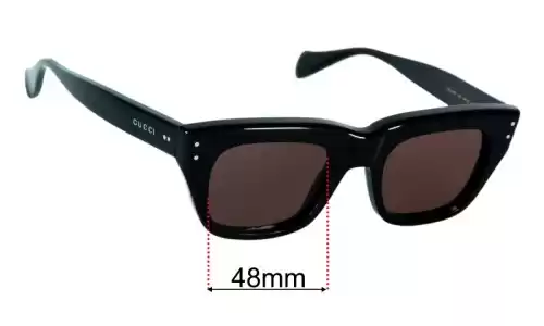 Sunglass Fix Replacement Lenses for Gucci GG1365S - 48mm Wide Gucci GG1365S Replacement Lenses 48mm wide