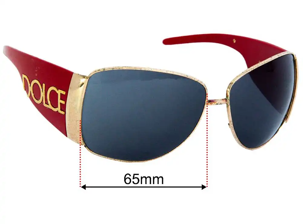 Sunglass Fix Replacement Lenses for Dolce & Gabbana DG2014 - 65mm Wide - Side View Sunglass Fix Replacement Lenses for Dolce & Gabbana DG2014 - 65mm Wide - Side View