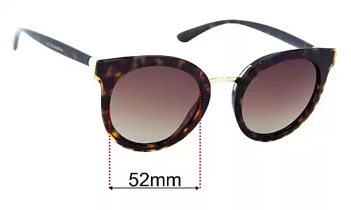 Dolce & Gabbana DG4371 Replacement Lenses 52mm Dolce & Gabbana DG4371 Sunglasses Replacement Lenses 52mm Wide