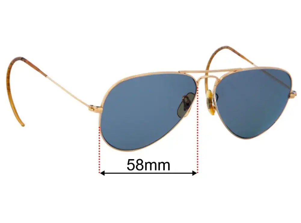 Sunglass Fix Replacement Lenses for Ray-Ban B&L Aviator USA Curved Arms - 58mm Wide Sunglass Fix Replacement Lenses for Ray-Ban B&L Aviator USA Curved Arms - 58mm Wide