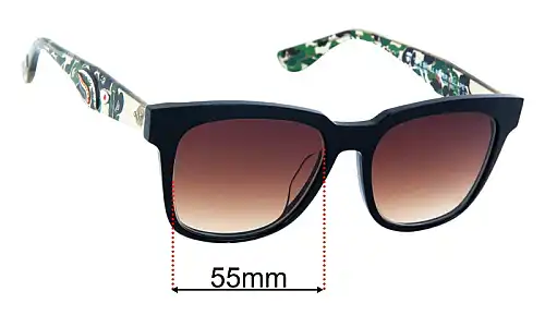 Sunglass Fix Replacement Lenses for A Bathing Ape Bape Dad - 55mm Wide A Bathing Ape Bape Dad Replacement Lenses 55mm wide