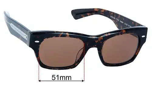 Sunglass Fix Replacement Lenses for Oliver Peoples OV5514SU Kasdan - 51mm Wide Oliver Peoples OV5514SU Kasdan Replacement Lenses 51mm wide