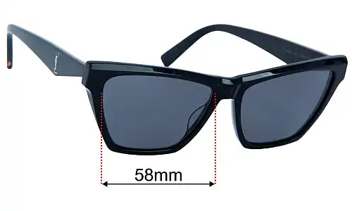 Sunglass Fix Replacement Lenses for Saint Laurent SL M103 - 58mm Wide Saint Laurent SL M103 Replacement Lenses 58mm wide