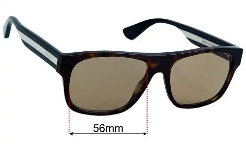 Gucci GG0341S Replacement Lenses 56mm Sunglasses Replacement Lenses Gucci GG0341S 56mm Wide