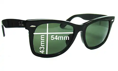 Sunglass Fix Replacement Lenses for Ray-Ban RB2140 New Wayfarer - 'New Wayfarer' on Right Arm - 54mm Wide Ray-Ban RB2140 New Wayfarer - 'New Wayfarer' on Right Arm Replacement Lenses 54mm wide