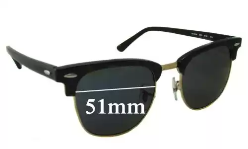 Sunglass Fix Replacement Lenses for Ray-Ban RB5154 Clubmaster - 42.5mm Tall - 51mm Wide Ray-Ban RB5154 Clubmaster - 42.5mm Tall Replacement Lenses 51mm wide