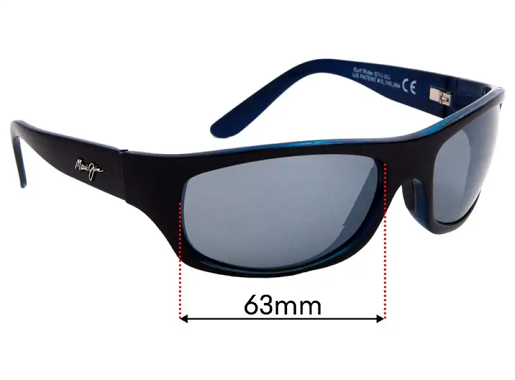 Sunglass Fix Replacement Lenses for Maui Jim MJ261 Surf Rider - 63mm Wide Sunglass Fix Replacement Lenses for Maui Jim MJ261 Surf Rider - 63mm Wide