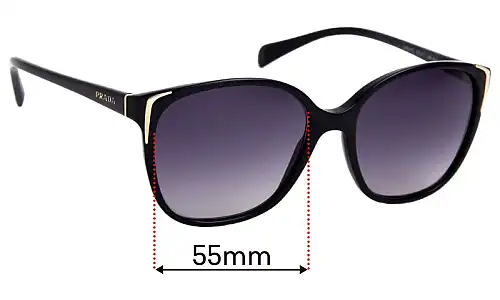 Sunglass Fix Replacement Lenses for Prada SPR01O *Measure Original* - 55mm Wide Prada SPR01O *Measure Original* Replacement Lenses 55mm wide