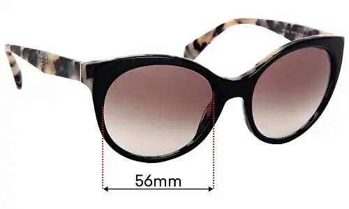 Prada SPR23O Replacement Lenses 56mm Sunglass Fix Replacement Lenses for Prada SPR23O - 56mm Wide