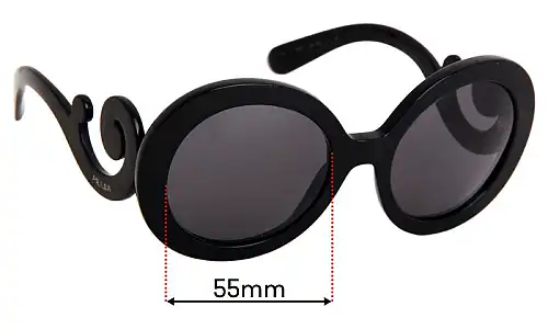 Sunglass Fix Replacement Lenses for Prada SPR27N - 55mm Wide Prada SPR27N Replacement Lenses 55mm wide