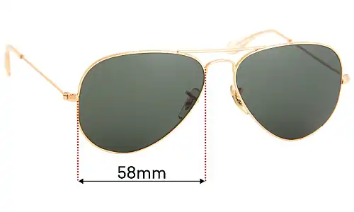 Sunglass Fix Replacement Lenses for Ray-Ban RB3025 Large Metal Aviator - 58mm Wide Ray-Ban RB3025 Large Metal Aviator Replacement Lenses 58mm wide