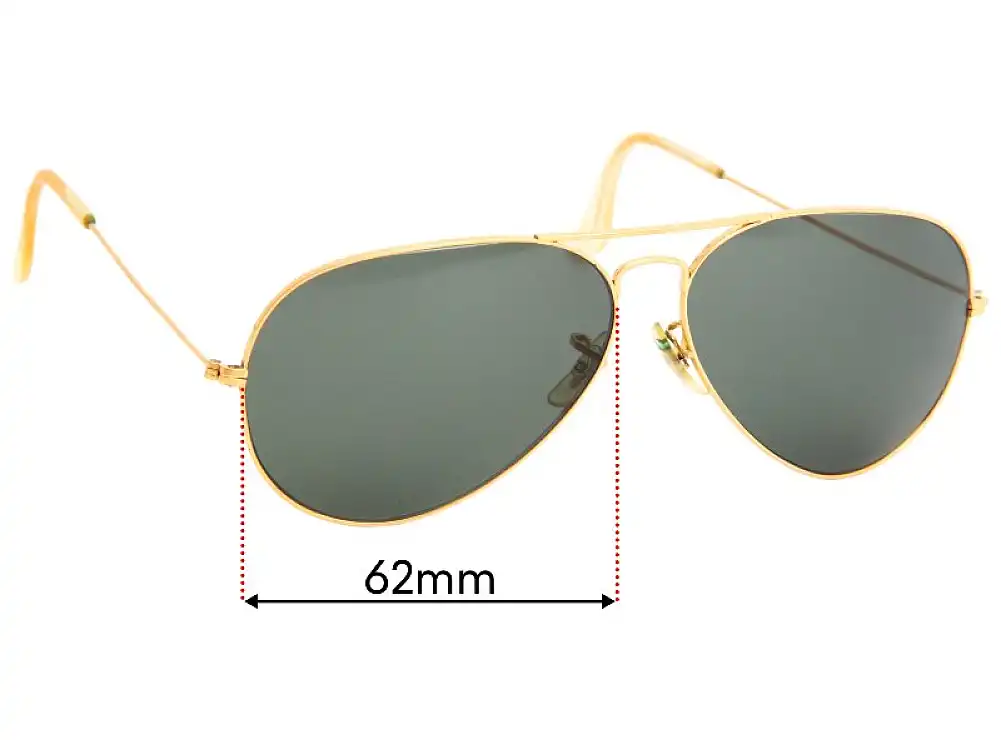 Sunglass Fix Replacement Lenses for Ray-Ban B&L Aviator - 51mm Tall - 62mm Wide Sunglass Fix Replacement Lenses for Ray-Ban B&L Aviator - 51mm Tall - 62mm Wide