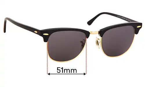 Sunglass Fix Replacement Lenses for Ray-Ban RB3016 WO365 Clubmaster - 51mm Wide Ray-Ban RB3016 WO365 Clubmaster Replacement Lenses 51mm wide