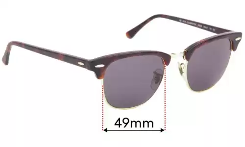 Sunglass Fix Replacement Lenses for Ray Ban RB3016 WO366 Clubmaster - 49mm Wide Ray Ban RB3016 WO366 Clubmaster Replacement Lenses 49mm wide
