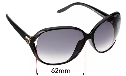 Sunglass Fix Replacement Lenses for Gucci GG3525/K/S - 62mm Wide Gucci GG3525/K/S Replacement Lenses 62mm wide