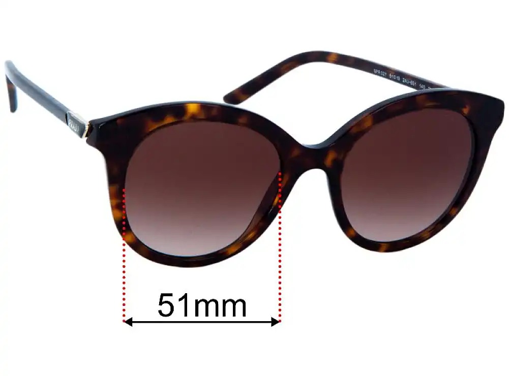 Sunglass Fix Replacement Lenses for Prada SPR 02Y - 51mm Wide Sunglass Fix Replacement Lenses for Prada SPR 02Y - 51mm Wide