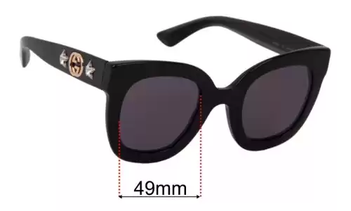 Gucci GG0208S Replacement Lenses 49mm Gucci GG0208S Replacement Sunglass Lenses 49mm