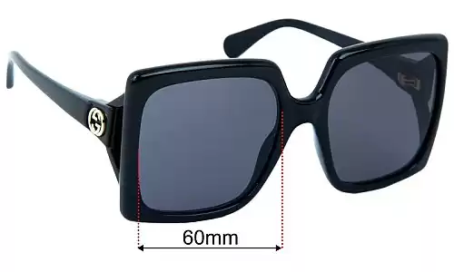 Gucci GG0876S Replacement Lenses - 60mm Gucci GG0876S Replacement Sunglass Lenses - 60mm
