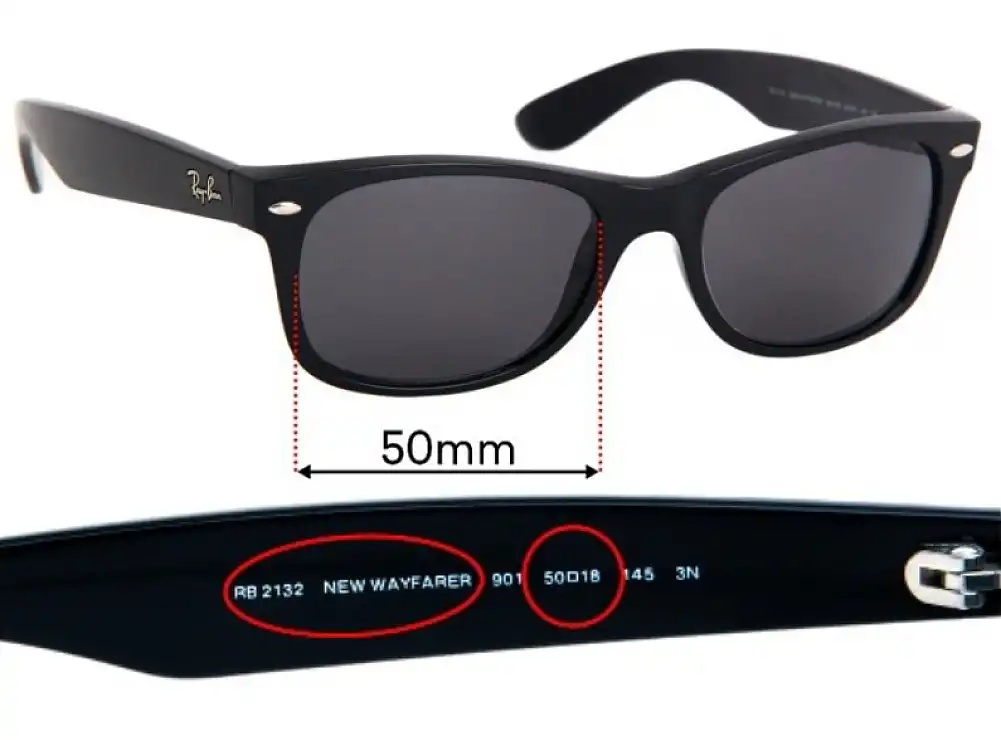 Sunglass Fix Replacement Lenses for Ray Ban RB2132 New Wayfarer - 50mm Wide Sunglass Fix Replacement Lenses for Ray Ban RB2132 New Wayfarer - 50mm Wide