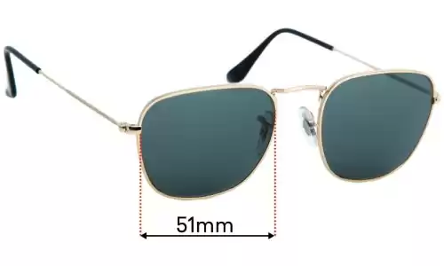 Sunglass Fix Replacement Lenses for Ray-Ban RB3857 Frank - 51mm Wide Ray-Ban RB3857 Frank Replacement Lenses 51mm wide