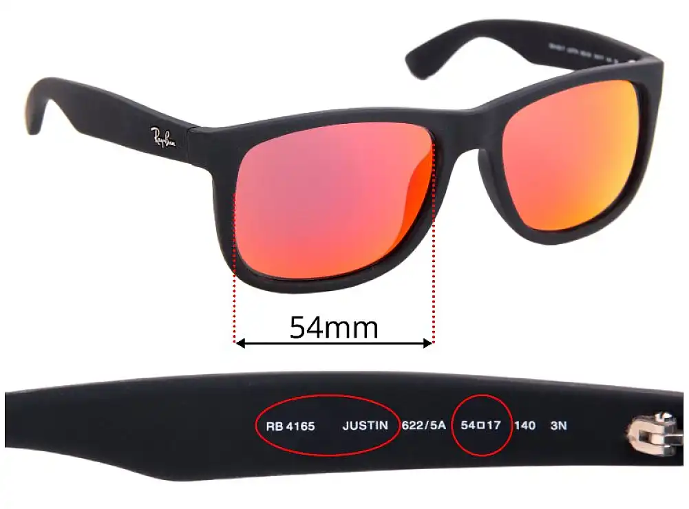 Sunglass Fix Replacement Lenses for Ray-Ban RB4165 Justin - 54mm Wide Sunglass Fix Replacement Lenses for Ray-Ban RB4165 Justin - 54mm Wide