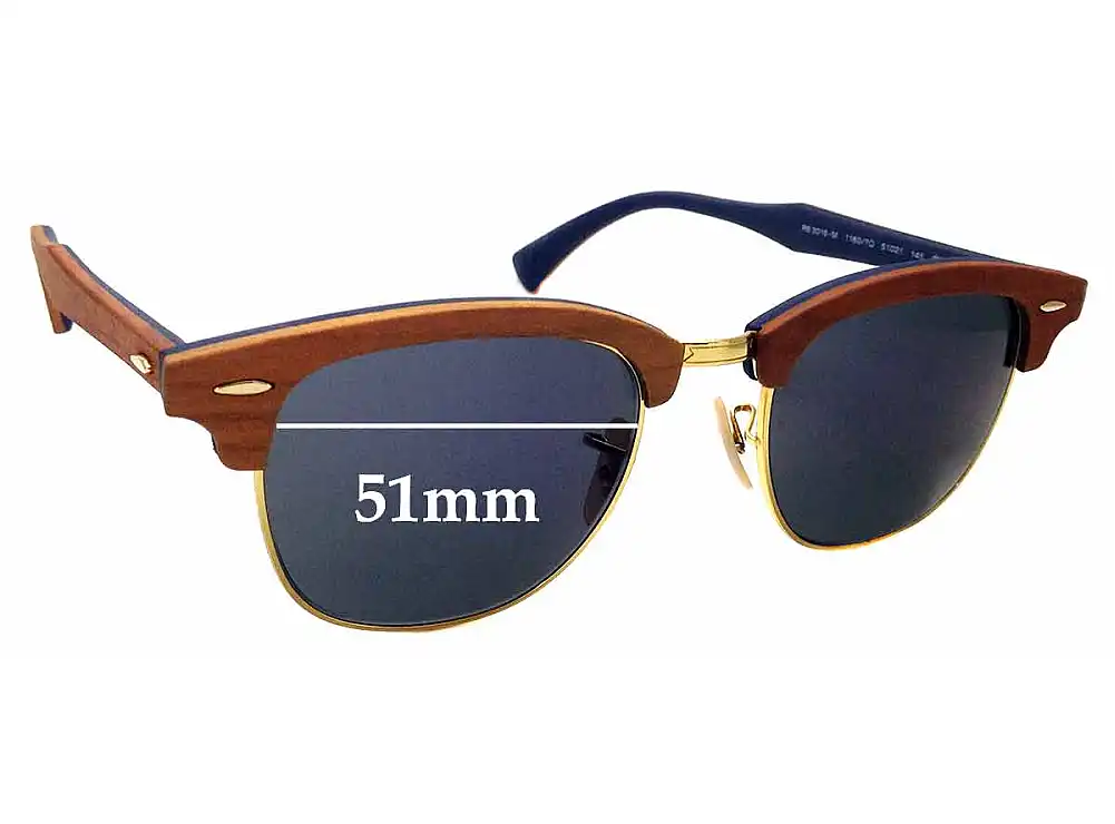 Sunglass Fix Replacement Lenses for Ray Ban RB3016-M Clubmaster - 51mm Wide Sunglass Fix Replacement Lenses for Ray Ban RB3016-M Clubmaster - 51mm Wide