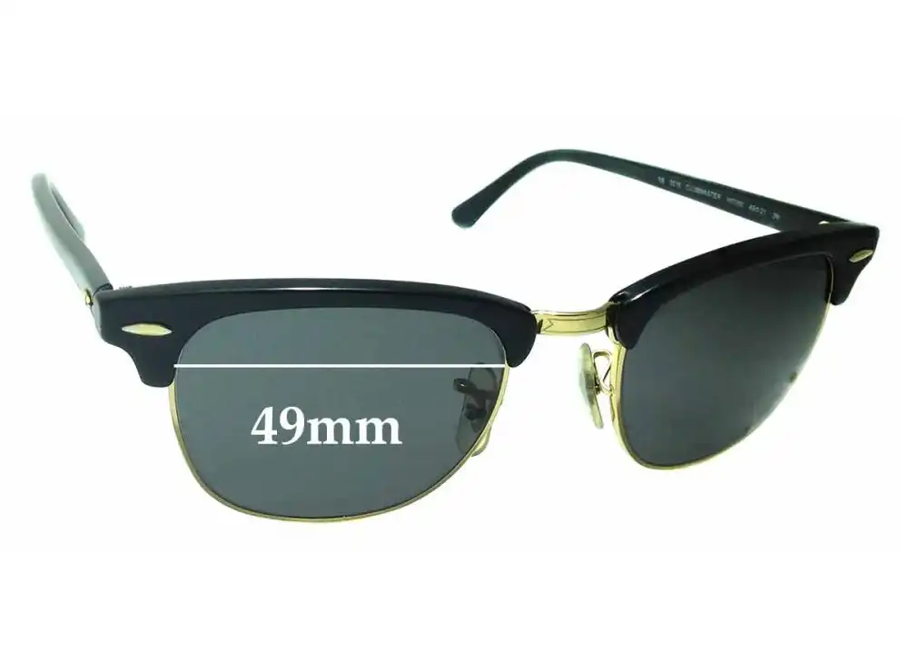Sunglass Fix Replacement Lenses for Ray Ban RB3016 W0365 Clubmaster - 49mm Wide Sunglass Fix Replacement Lenses for Ray Ban RB3016 W0365 Clubmaster - 49mm Wide