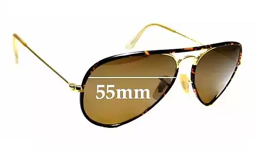 Sunglass Fix Replacement Lenses for Ray-Ban RB3025-J-M Aviator - 55mm Wide Ray-Ban RB3025-J-M Aviator Replacement Lenses 55mm wide