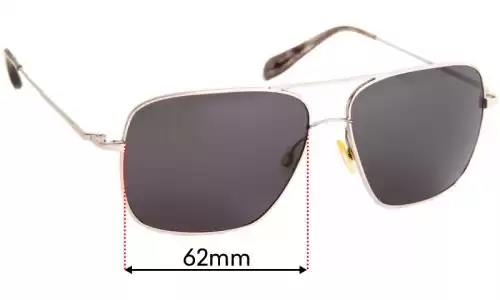 Sunglass Fix Replacement Lenses for Oliver Peoples Bartley S - 62mm Wide Oliver Peoples Bartley S Replacement Lenses 62mm wide